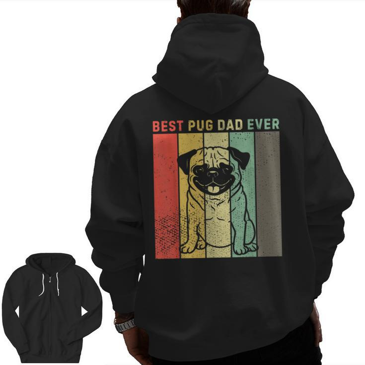 Vintage Best Pug Dog Dad Ever  Men Zip Up Hoodie Back Print