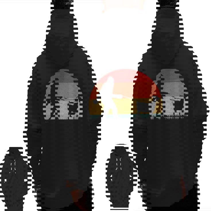 Vintage Bigfoot Walking Goat Sasquatch  Zip Up Hoodie Back Print