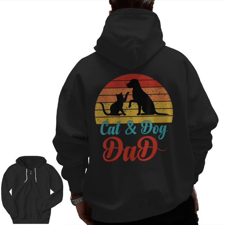 Vintage Cat And Dog Dad Owner Father Daddy Pet Animal Zip Up Hoodie Back Print