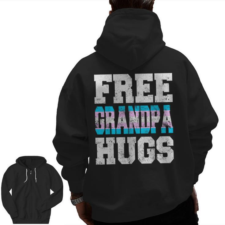 Vintage Free Grandpa Hugs Transgender Heart Lgbt Pride Month Zip Up Hoodie Back Print