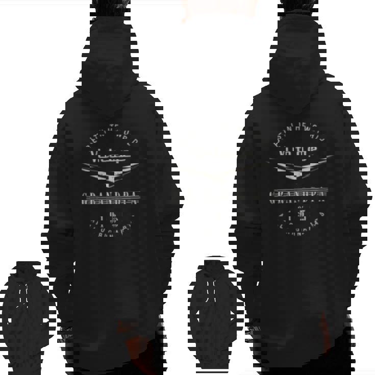 Vintage Grandpa Automotive 1955 Zip Up Hoodie Back Print