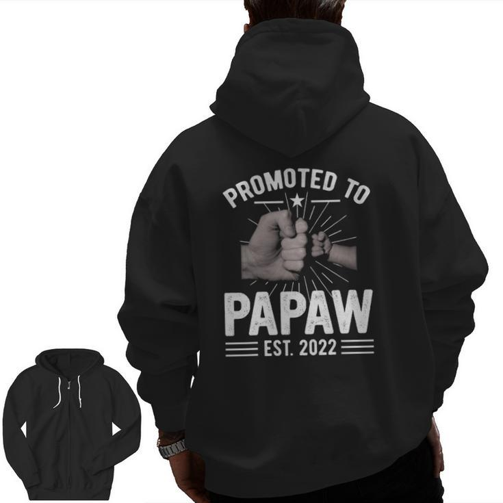 Vintage Promoted To Papaw 2022 Fathers Day New Grandpa Zip Up Hoodie Back Print