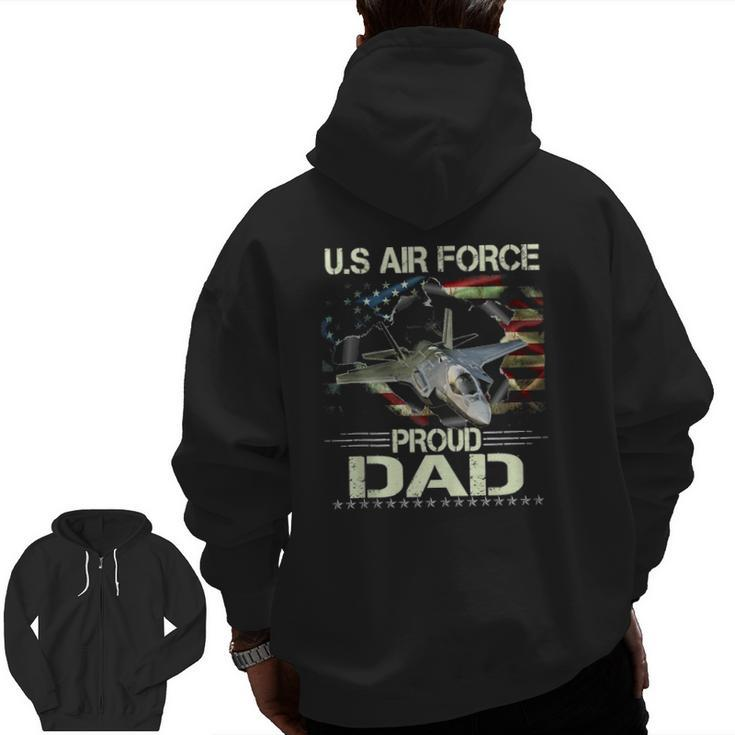 Vintage Proud Dad Us Air Force Flag Usaf Tank Top Zip Up Hoodie Back Print