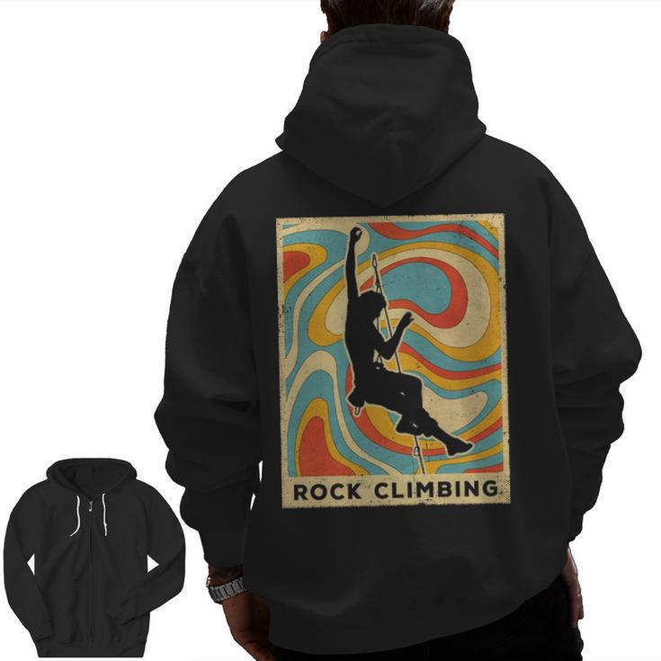 Vintage Rock Climbing Sport Retro Poster Zip Up Hoodie Back Print