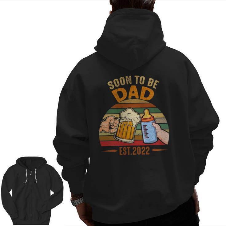 Vintage Soon To Be Dad 2022 Father's Day Zip Up Hoodie Back Print