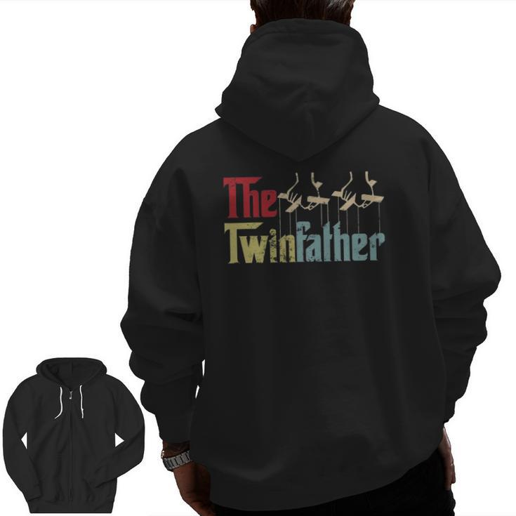 Vintage The Twinfather Happy Father's Day Proud Dad Of Twins Zip Up Hoodie Back Print