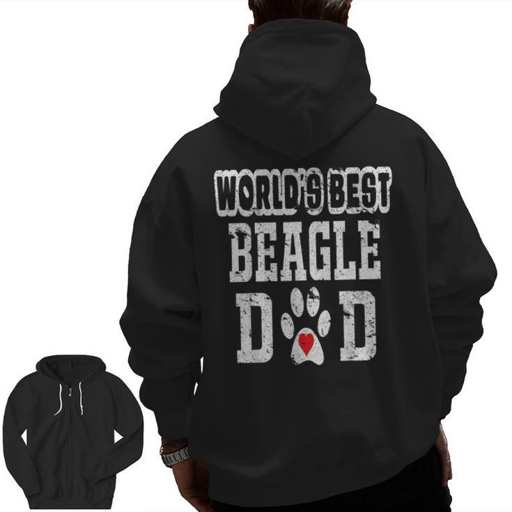 World's Best Beagle Dad Dog Lover Distressed Zip Up Hoodie Back Print