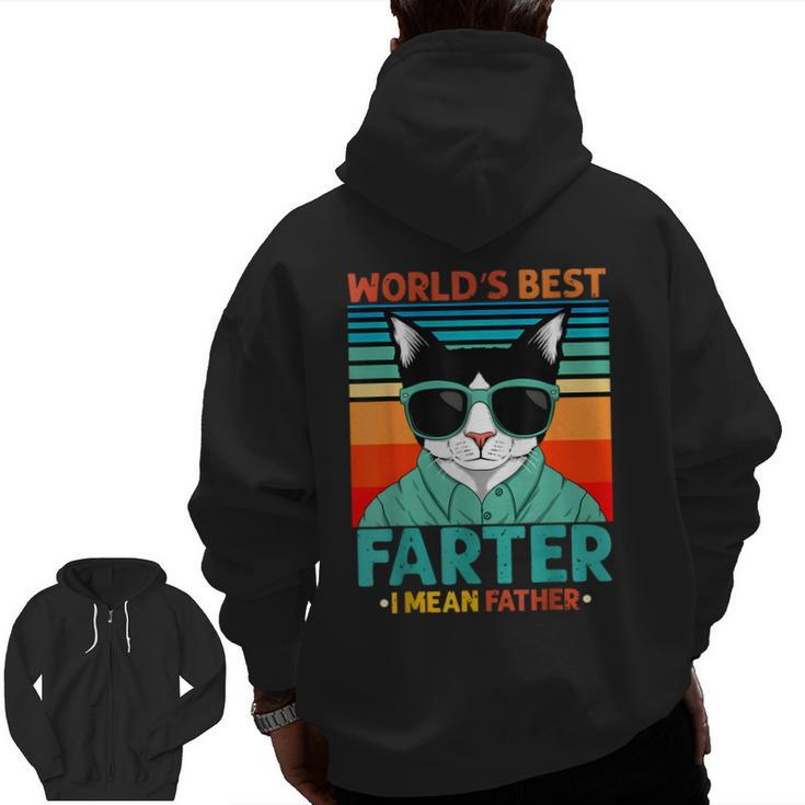 Worlds Best Farter I Mean Father Best Cat Dad Ever Zip Up Hoodie Back Print