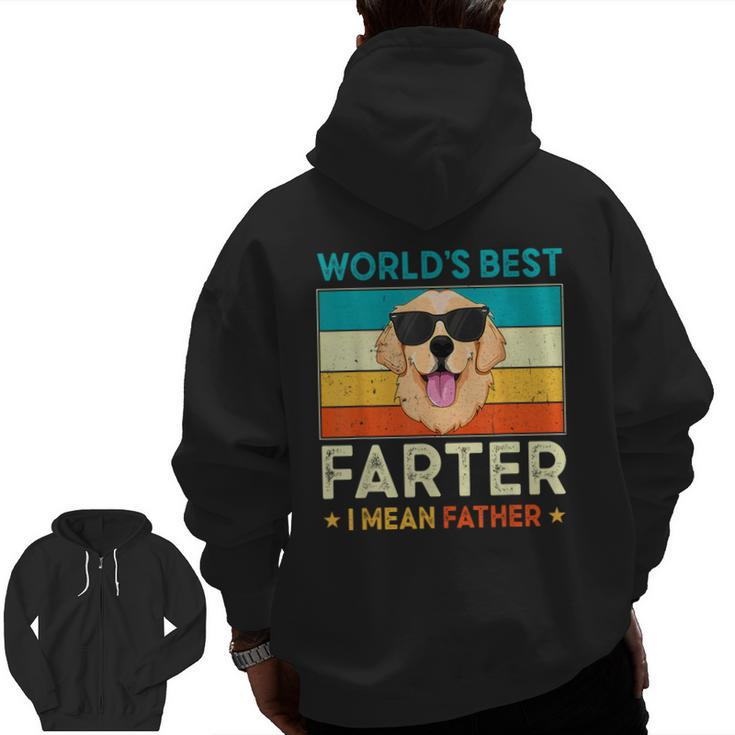 Worlds Best Farter I Mean Father Best Dad Ever Cool Dog Mens Zip Up Hoodie Back Print
