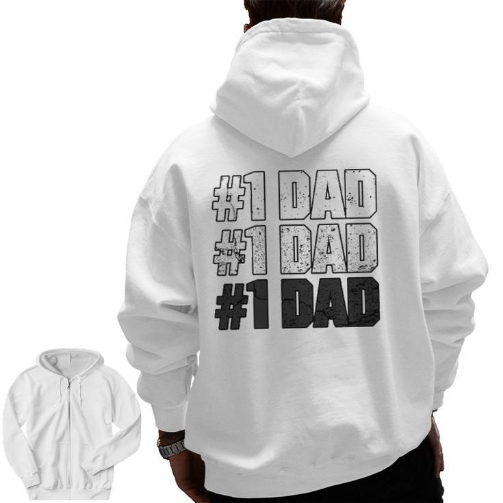 1 Dad Apparel For The Best Dad Ever Vintage Dad Zip Up Hoodie Back Print