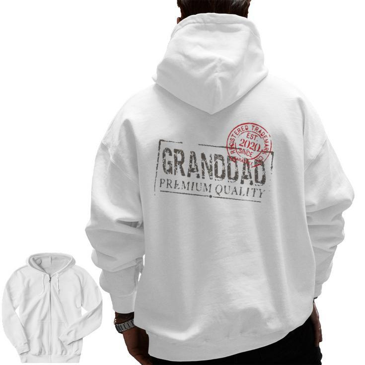 Graphic 365 Granddad Grandpa Vintage Est 2020 Men Zip Up Hoodie Back Print