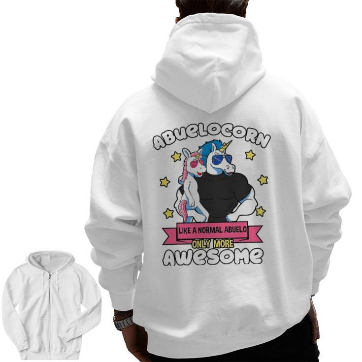 Abuelocorn 1 Kid Father's Day Abuelo Unicorn Granddaughter Zip Up Hoodie Back Print
