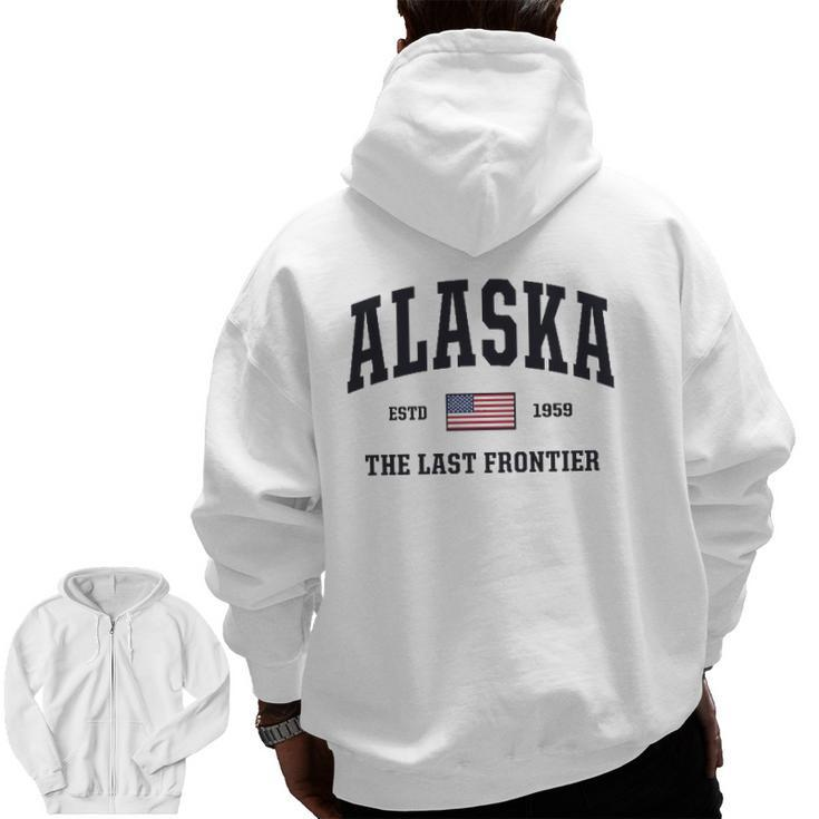 Alaska American Flag Veteran Military Usa Zip Up Hoodie Back Print