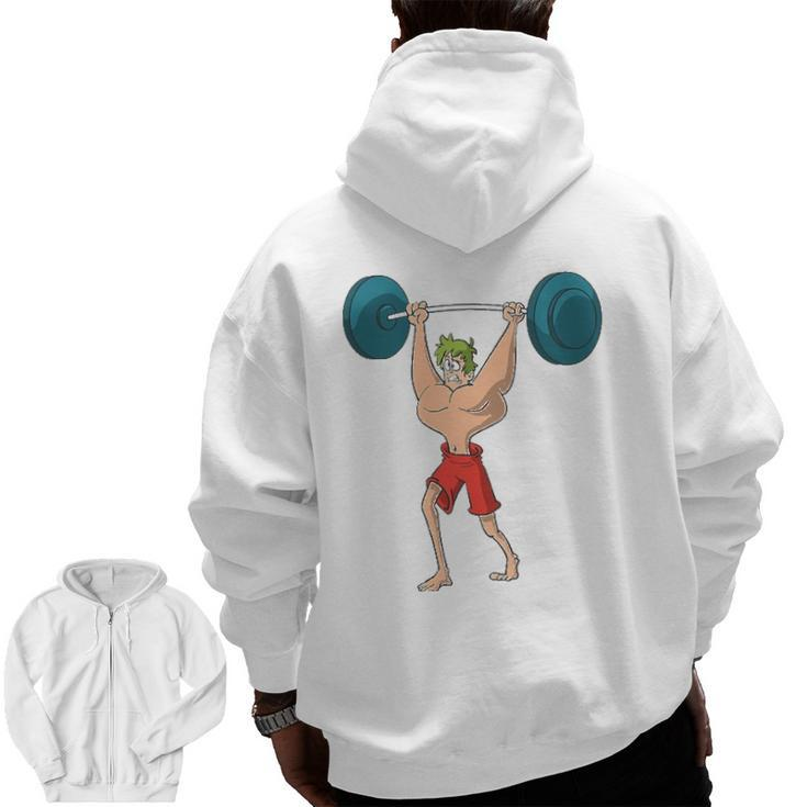 Barbell Weight Lifting Workout Zip Up Hoodie Back Print