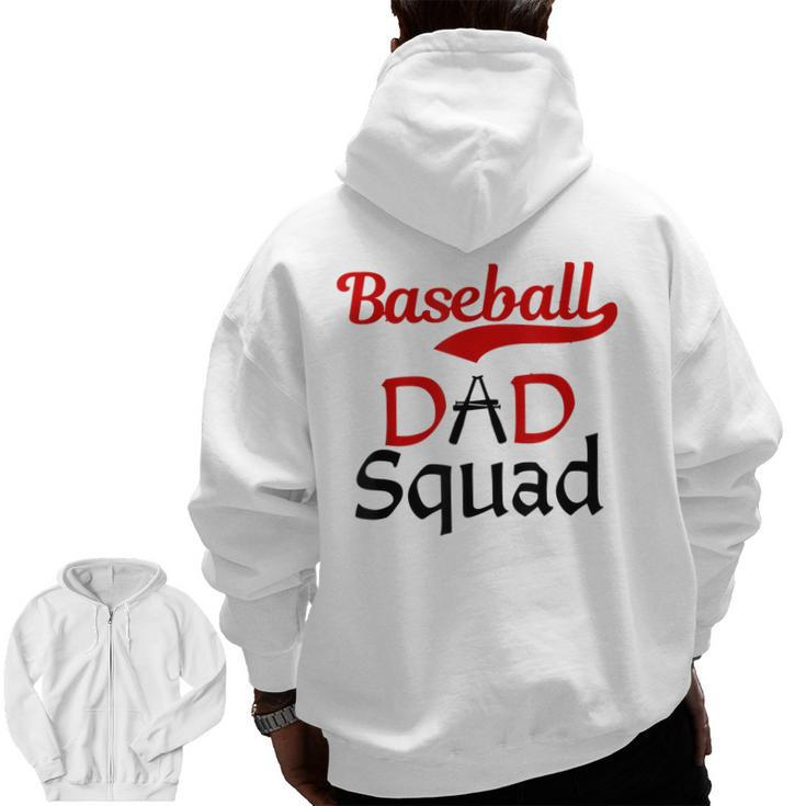 Baseball Dad Squad With Blk&Red Letters For Proud Papa Zip Up Hoodie Back Print