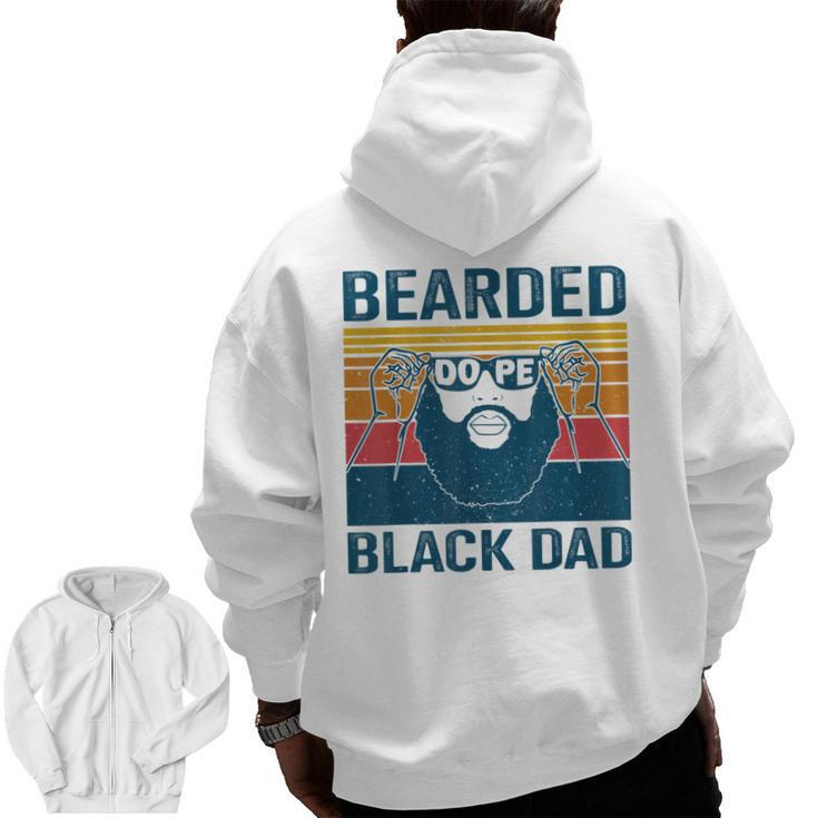 Bearded Dope Dad Vintage African American Father's Day Zip Up Hoodie Back Print