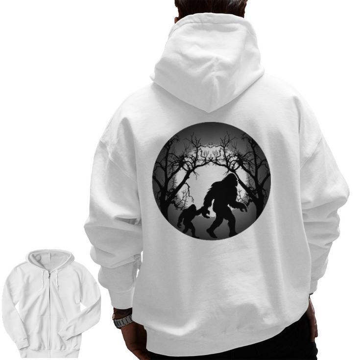 Bigfoot And His Son Wild Outdoor Yeti Father's Day Zip Up Hoodie Back Print