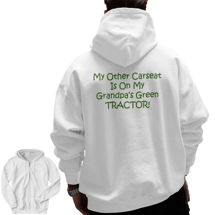 Carseat Grandpas Green Tractor Baby Zip Up Hoodie Back Print