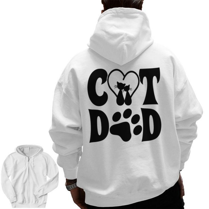 Cat Dad Heart Personalized Cat Dad Zip Up Hoodie Back Print