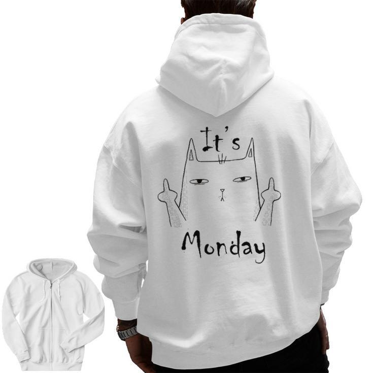A Cat Giving Two Middle Fingers Because It's Monday Zip Up Hoodie Back Print