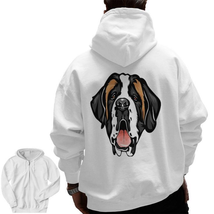 Cool Saint Bernard Face Pet Lover Zip Up Hoodie Back Print