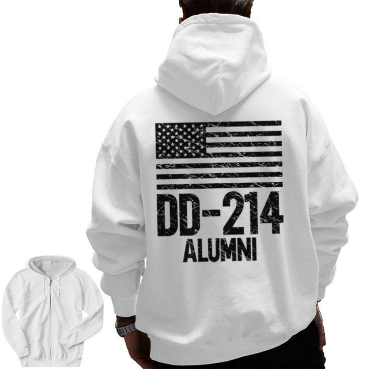 Dd214 Alumni Patriotic Us Military Vintage Veterans Day Zip Up Hoodie Back Print