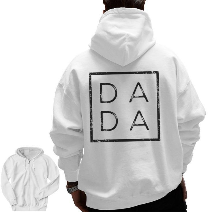 Distressed Dada Graphic For New Dad Him Dada Zip Up Hoodie Back Print