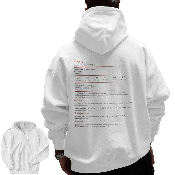 Dungeons And Rpg Dragons Dad Stat Father's Day Zip Up Hoodie Back Print