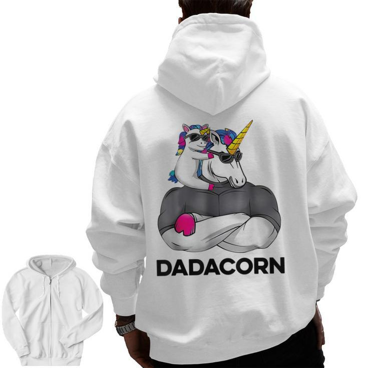 Fathers Day Unicorn Dad  Dadacorn Men Zip Up Hoodie Back Print