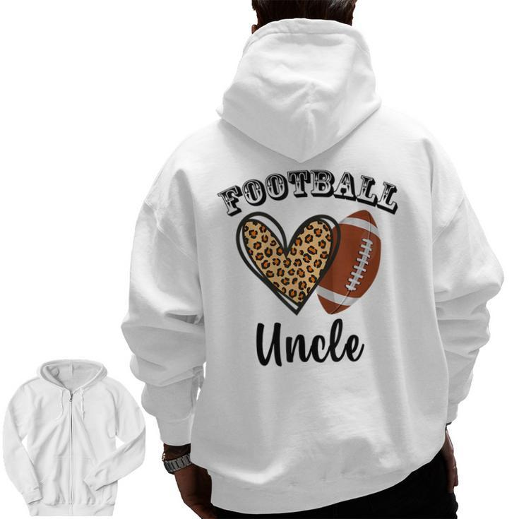 Football Uncle Leopard Heart Sports Players Fathers Day Zip Up Hoodie Back Print