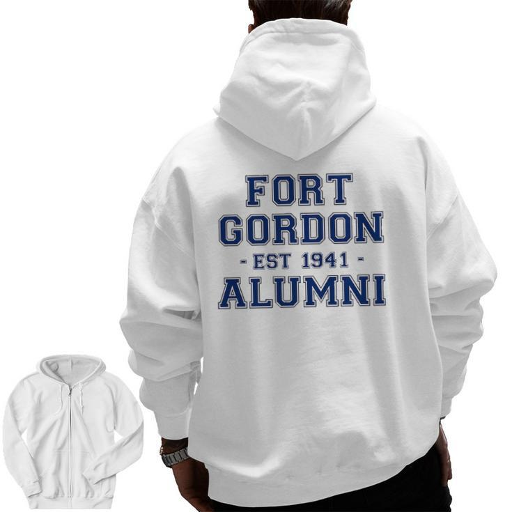 Fort Gordon Alumni College Themed Fort Gordon Army Veteran Zip Up Hoodie Back Print