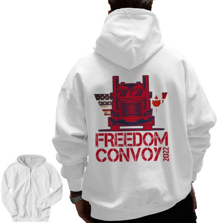 Freedom Convoy 2022 Support Our Truckers Convoy Zip Up Hoodie Back Print