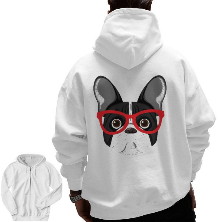 Frenchie With Glasses Frenchie Bulldog Zip Up Hoodie Back Print