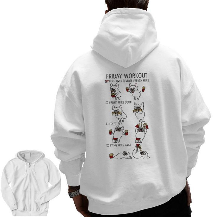 Friday Workout French Bulldog Gym Zip Up Hoodie Back Print