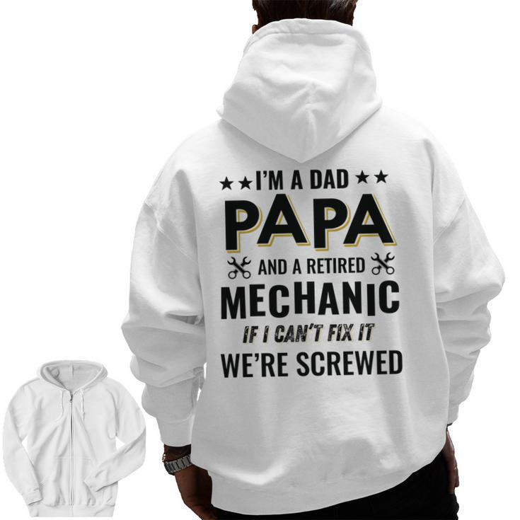 Retired Auto Mechanic Papa Mens Zip Up Hoodie Back Print