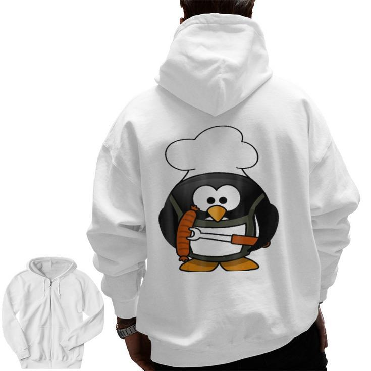 penguin Cooking Grill-Barbeque Or Dads Bbq Zip Up Hoodie Back Print