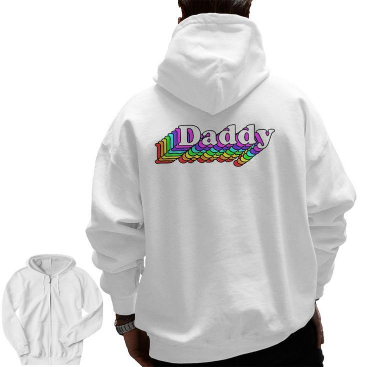 Gay Daddy Bear Retro Style Lgbt Rainbow Lgbtq Pride Daddy Zip Up Hoodie Back Print