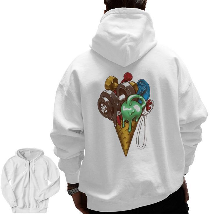 Ice Cream Gym Workout Zip Up Hoodie Back Print
