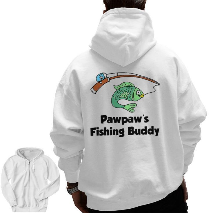 Kids Pawpaw's Fishing Buddy Grandson Or Granddaughter Fish Zip Up Hoodie Back Print