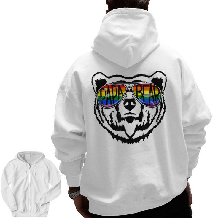 Lgbt Daddy Papa Bear Gay Pride Proud Dad Father's Day  Zip Up Hoodie Back Print