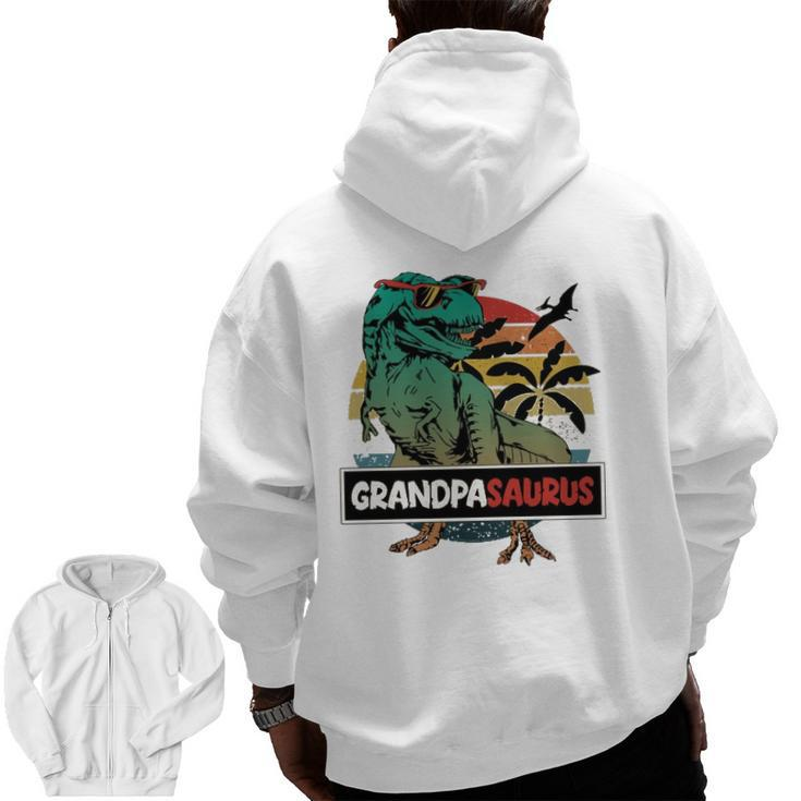 Matching Family Grandpasaurusrex Father's Day Grandpa Zip Up Hoodie Back Print