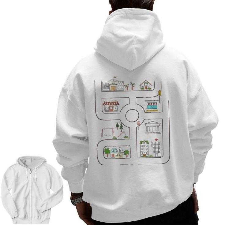 Mens Backrub For Dad Or Grandpa Kids Drive Cars To Massage Zip Up Hoodie Back Print