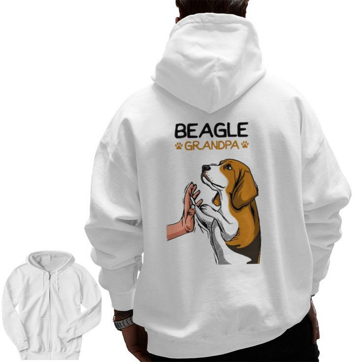 Mens Beagle Grandpa Dog Dad Zip Up Hoodie Back Print