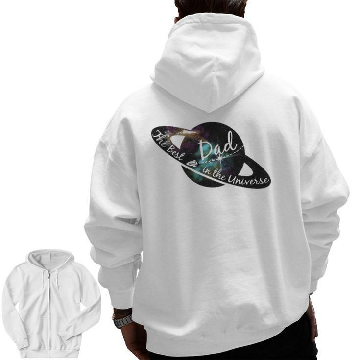 Mens Best Dad In The Universe Father's Day Space Nebula Zip Up Hoodie Back Print