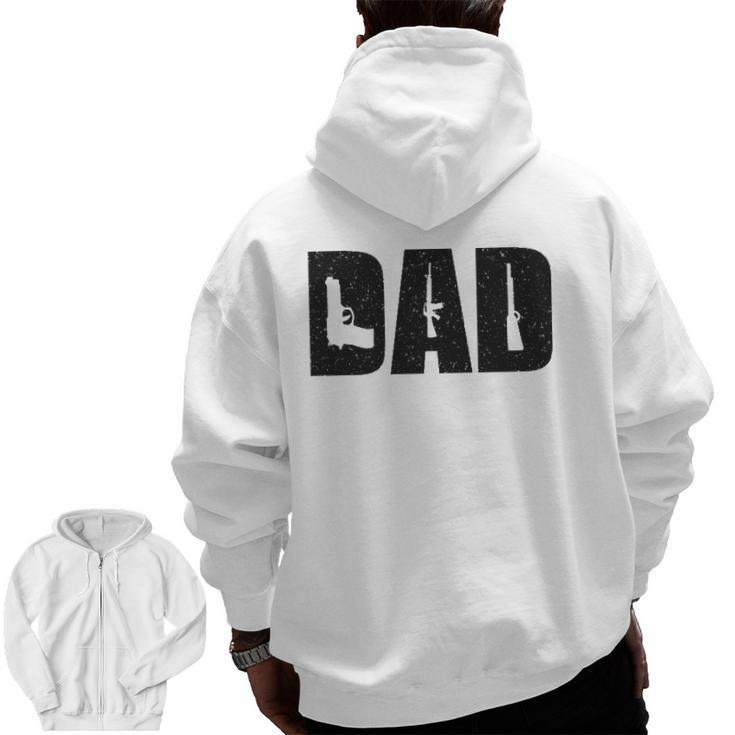Mens Dad And Guns Collection Vintage Father's Day Zip Up Hoodie Back Print
