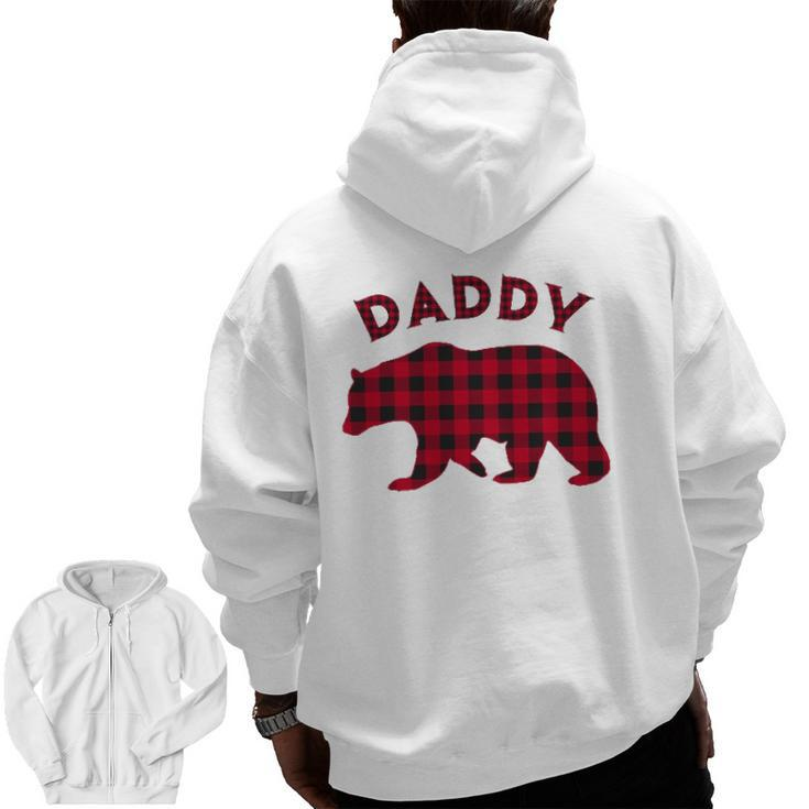 Mens Daddy Bear Red Plaid Christmas Buffalo Pajama Zip Up Hoodie Back Print