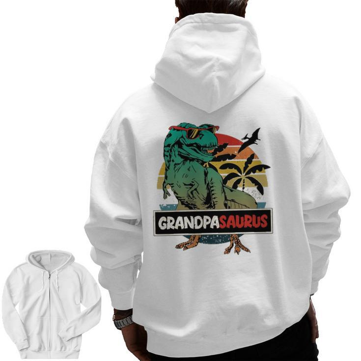Mens Matching Family Grandpasaurusrex Father's Day Grandpa Zip Up Hoodie Back Print