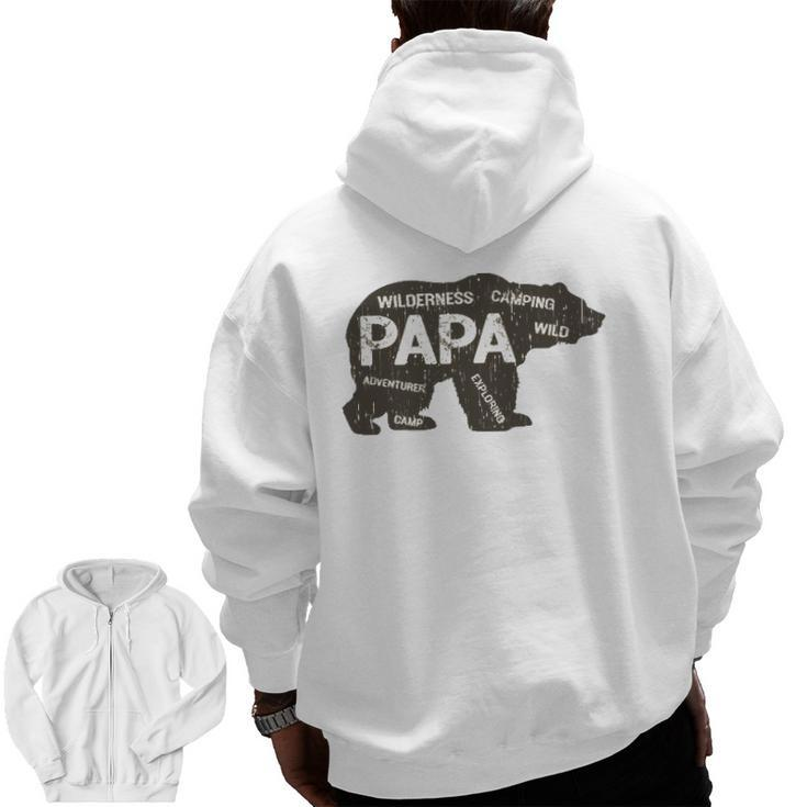 Men's Papa Camping Bear Top Camper Grandpa For Men Zip Up Hoodie Back Print
