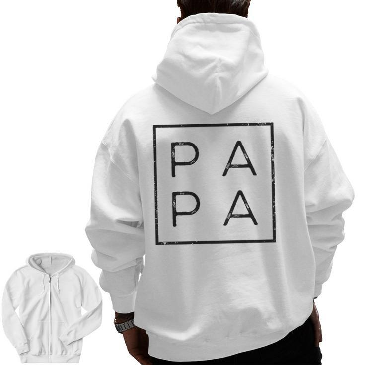 Mens Papa Fathers Day Present For Dad Papa Grandpa Dada Zip Up Hoodie Back Print