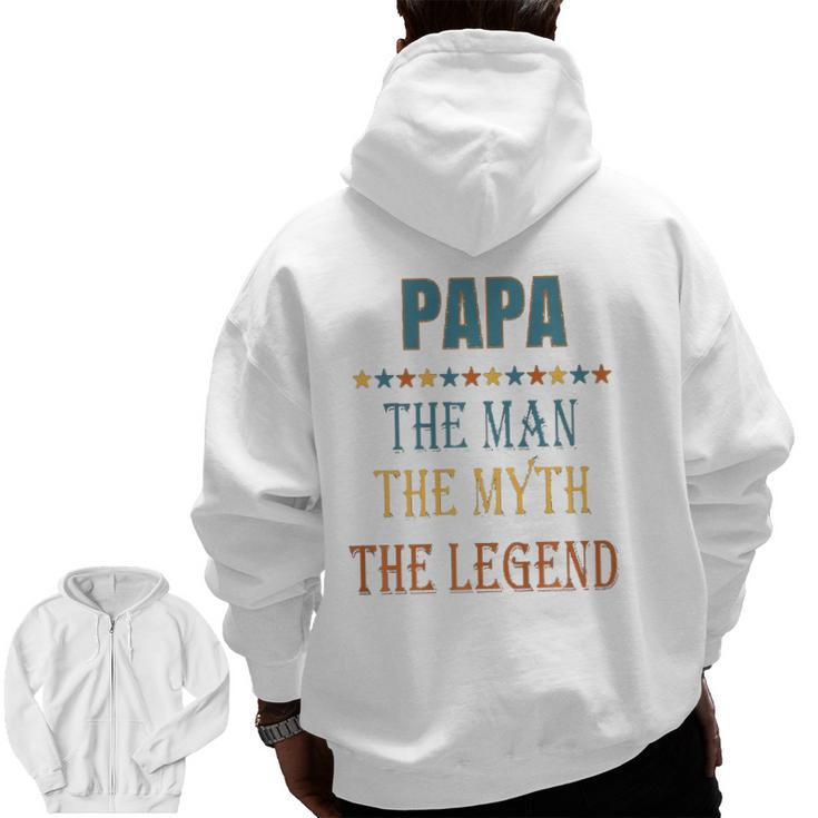 Mens Papa Man Myth Legend  Zip Up Hoodie Back Print